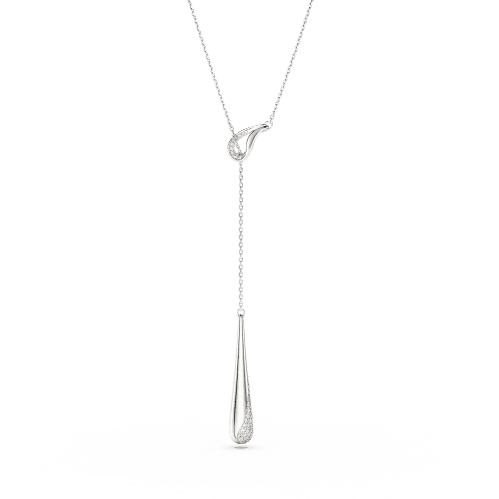 Collana Pendente a Y Swarovski Classica, Taglio Round, Bianco, Argento Sterling