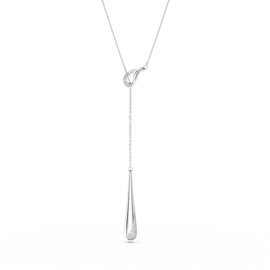Collana Pendente a Y Swarovski Classica, Taglio Round, Bianco, Argento Sterling
