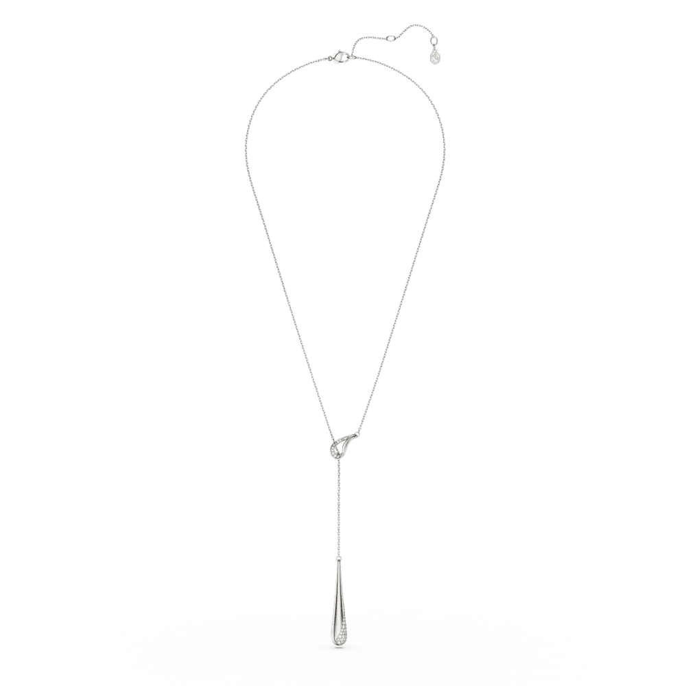 Collana Pendente a Y Swarovski Classica, Taglio Round, Bianco, Argento Sterling