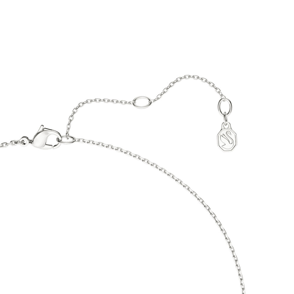 Collana Pendente a Y Swarovski Classica, Taglio Round, Bianco, Argento Sterling