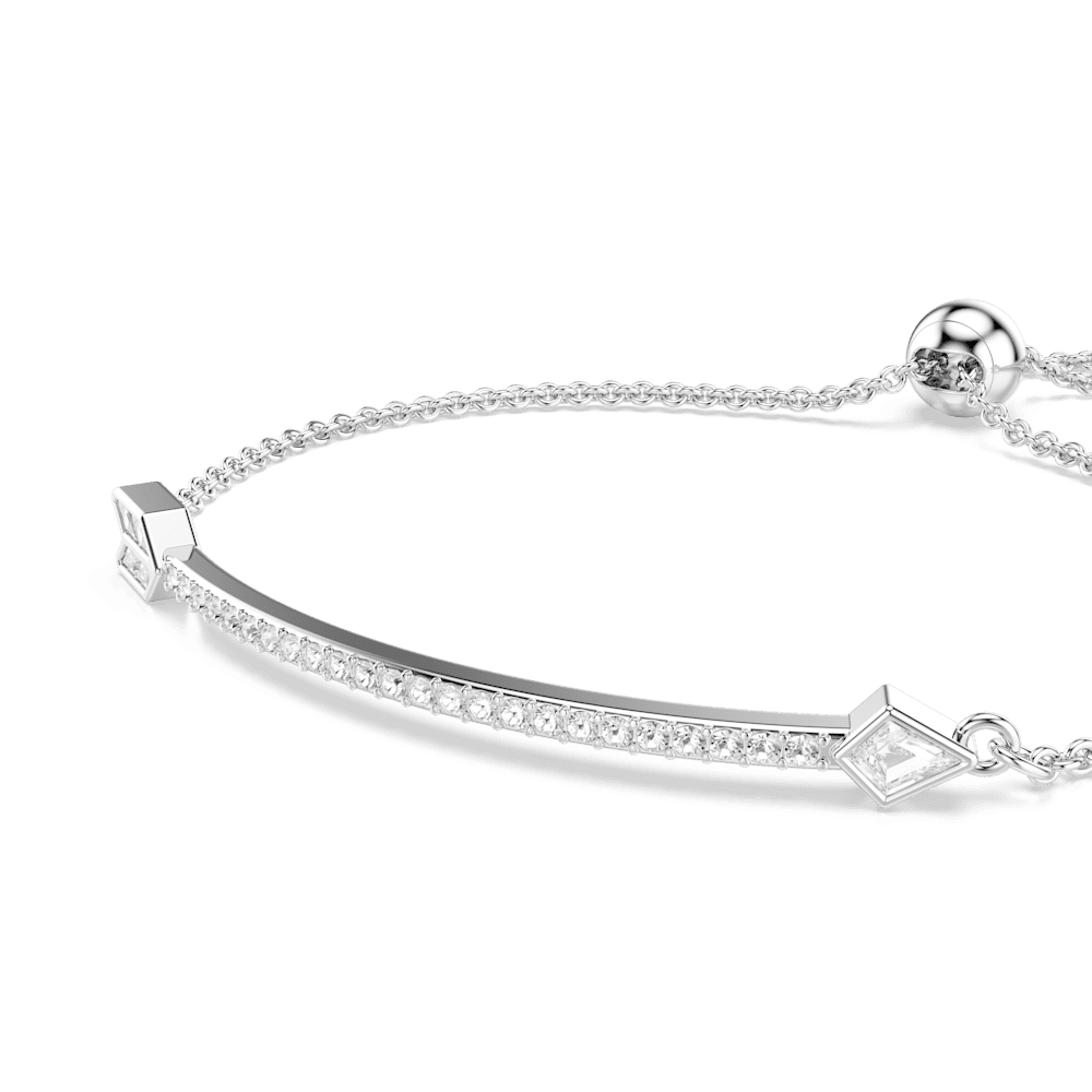 Braccialetto Swarovski Idyllia, Taglio misto, Freccia, Bianco, Placcato rodio