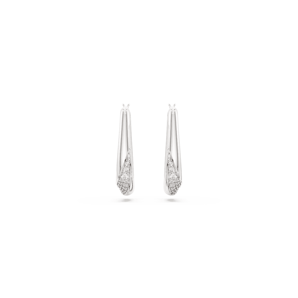 Orecchini a cerchio Swarovski Classica, Taglio Round, Piccoli, Bianchi, Argento sterling