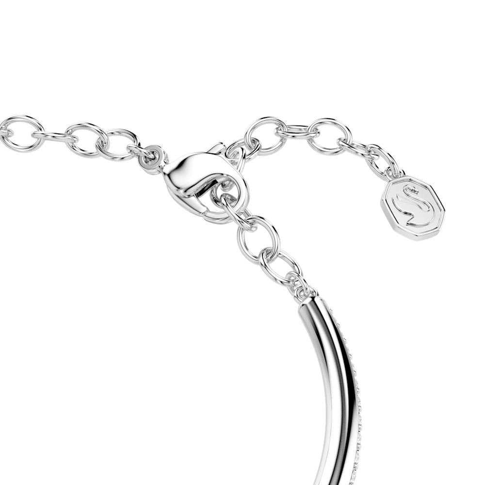 Bracciale rigido Swarovski Dextera, Taglio Round, Bianco, Placcato rodio