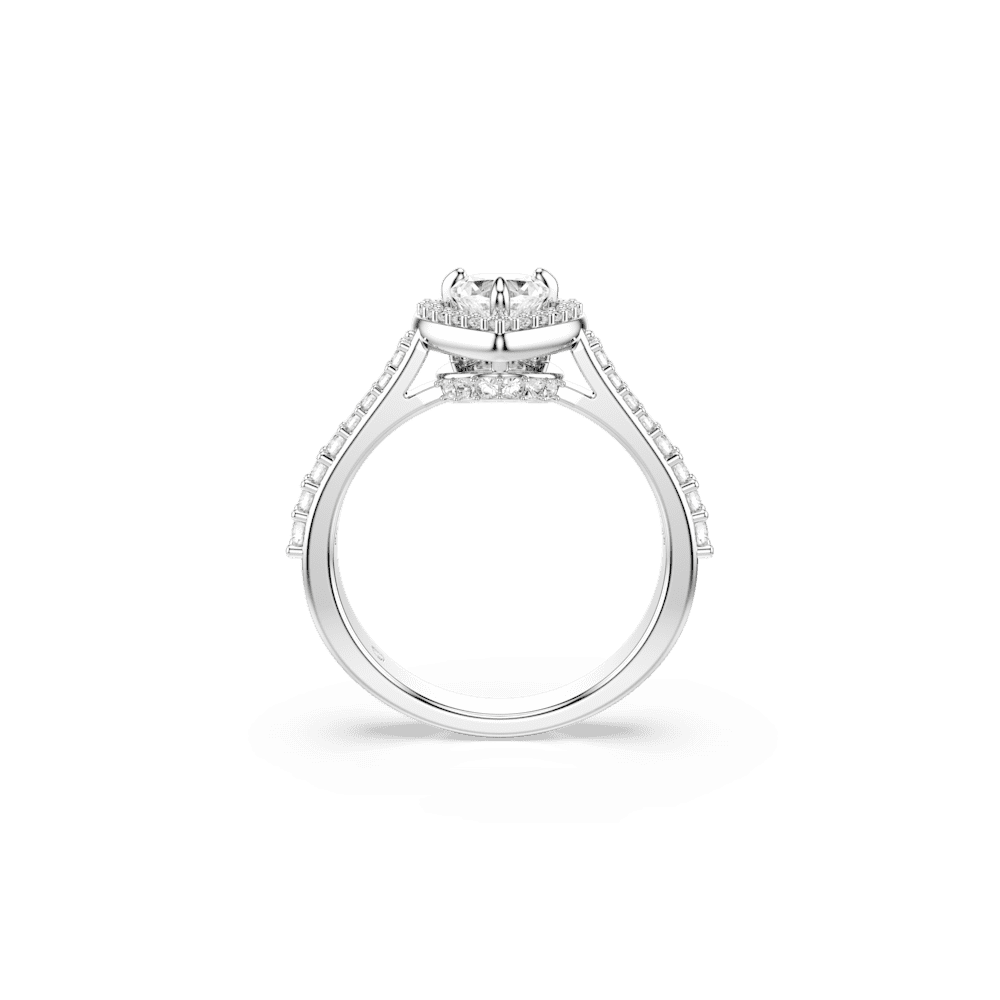 Anello Swarovski con motivo Una Angelic, Taglio misto, Cuore, Bianco, Placcato rodio - Misura 52