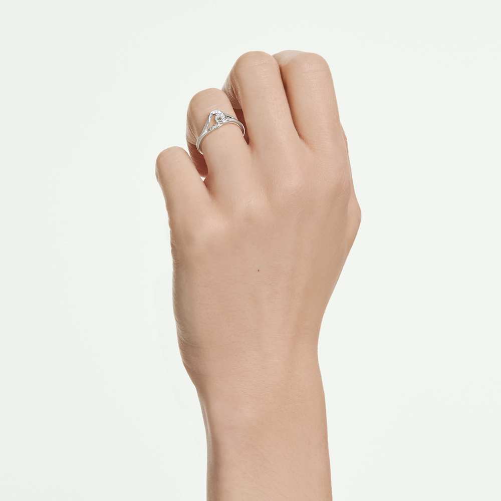 Anello Swarovski Classica, Taglio Round, Concatenato, Bianco, Argento Sterling - Misura 52