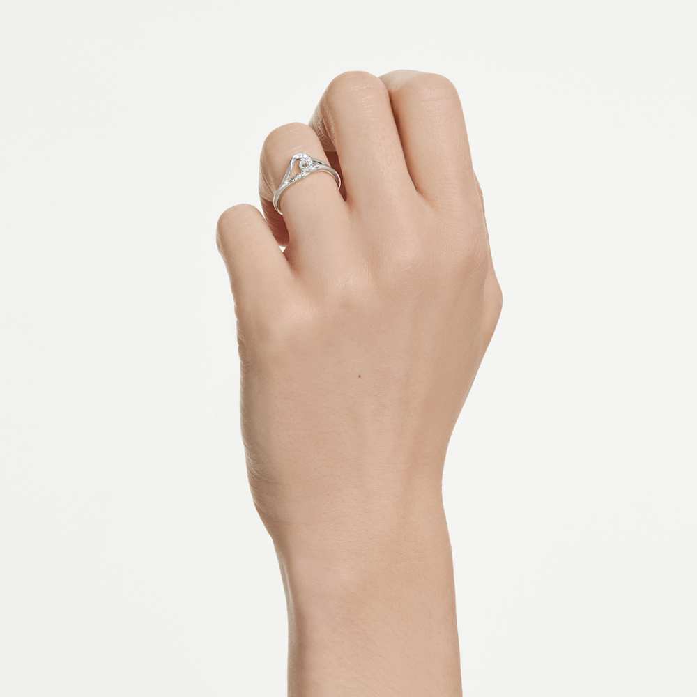 Anello Swarovski Classica, Taglio Round, Concatenato, Bianco, Argento sterling - Misura 55