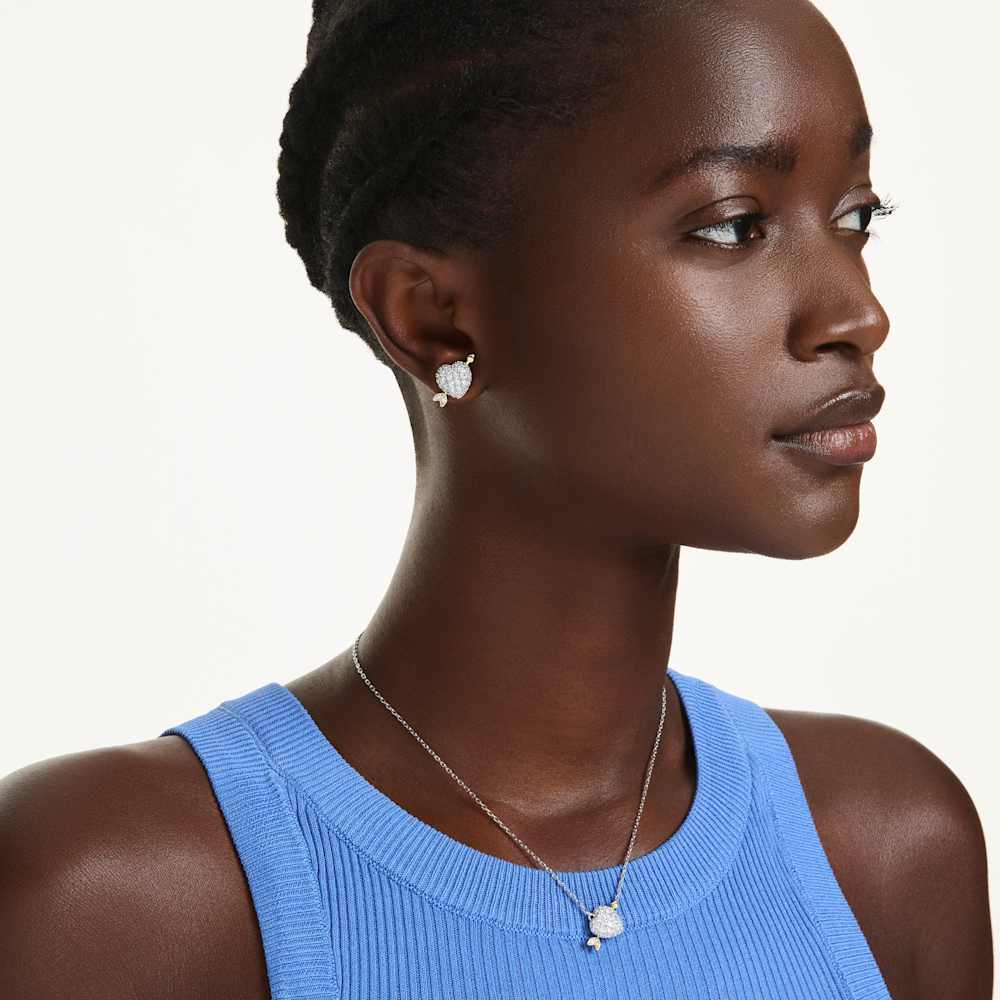 Set Collana + Orecchini Swarovski Idyllia Taglio misto Cuore con freccia Bianco Finitura oro rosa 18 Kt