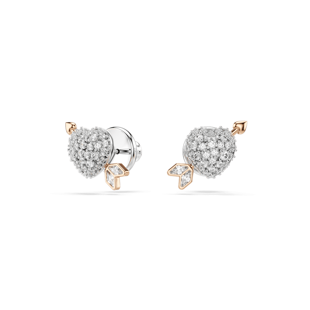 Set Collana + Orecchini Swarovski Idyllia Taglio misto Cuore con freccia Bianco Finitura oro rosa 18 Kt