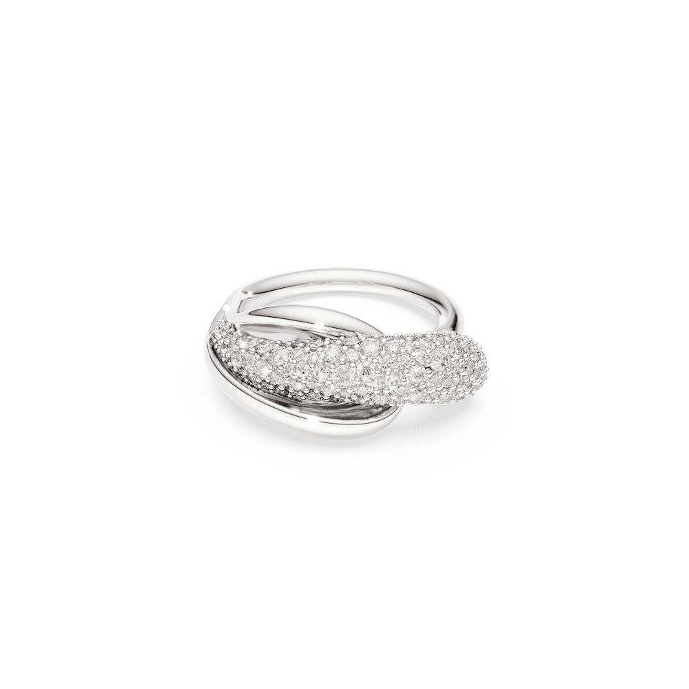 Anello cocktail Swarovski Classica, Taglio Round, Bianco, Argento Sterling - Misura 55