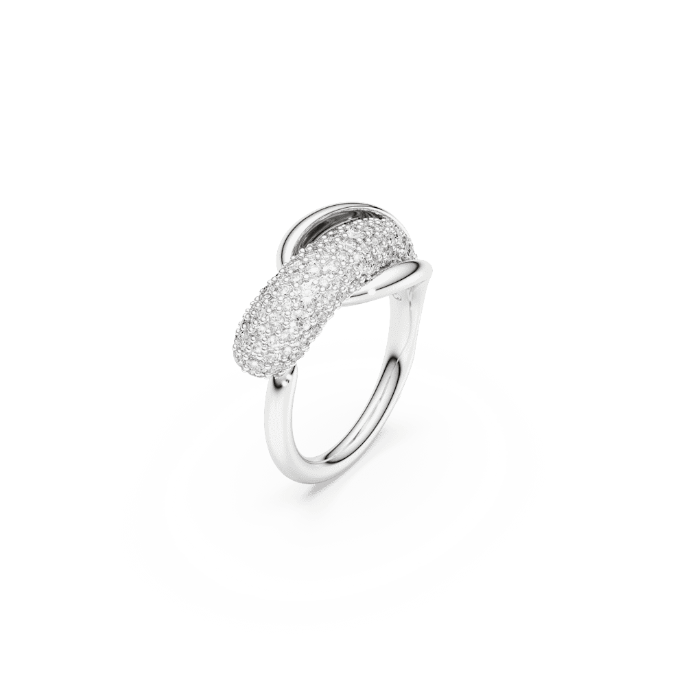 Anello cocktail Swarovski Classica, Taglio Round, Bianco, Argento Sterling - Misura 55