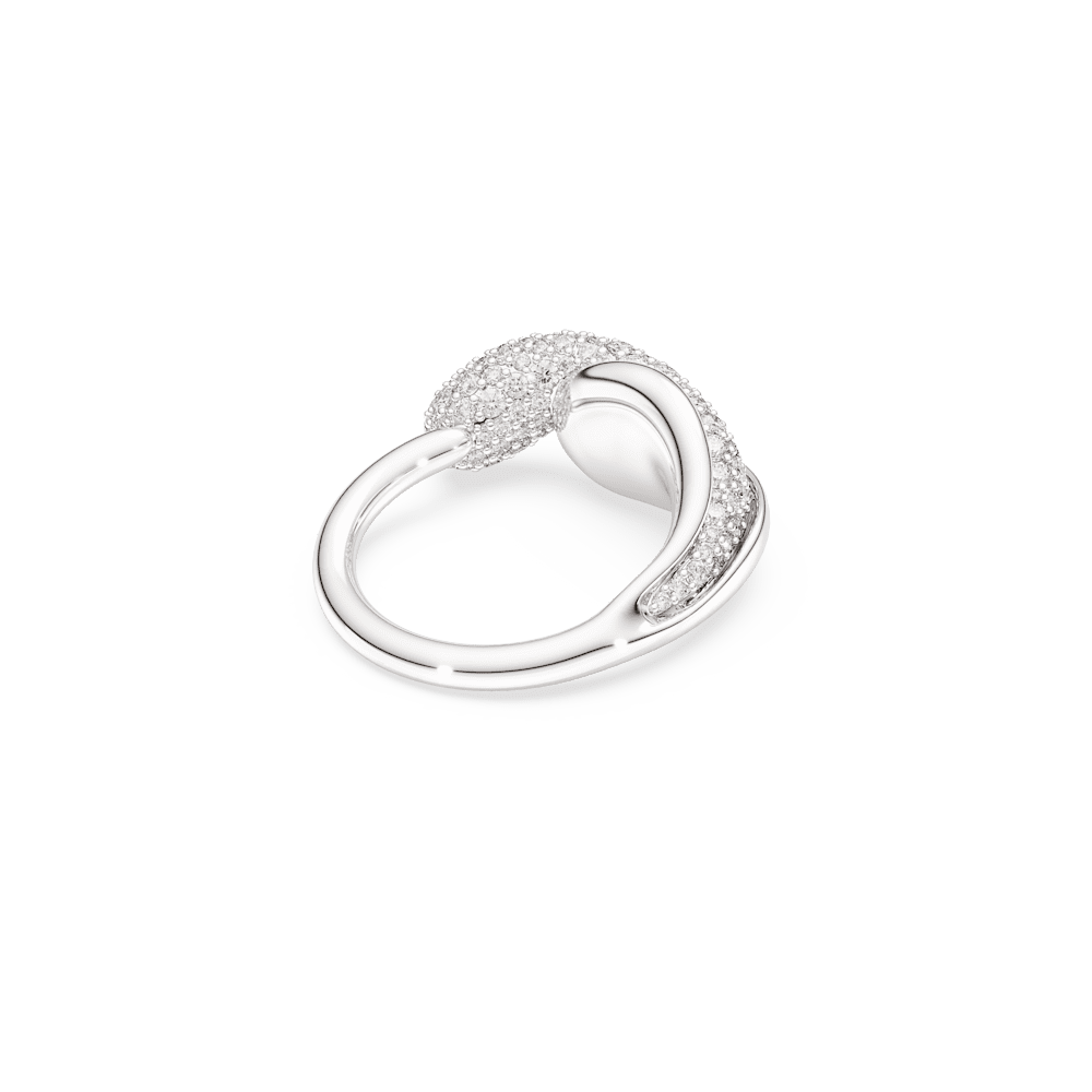 Anello cocktail Swarovski Classica, Taglio Round, Bianco, Argento Sterling - Misura 55