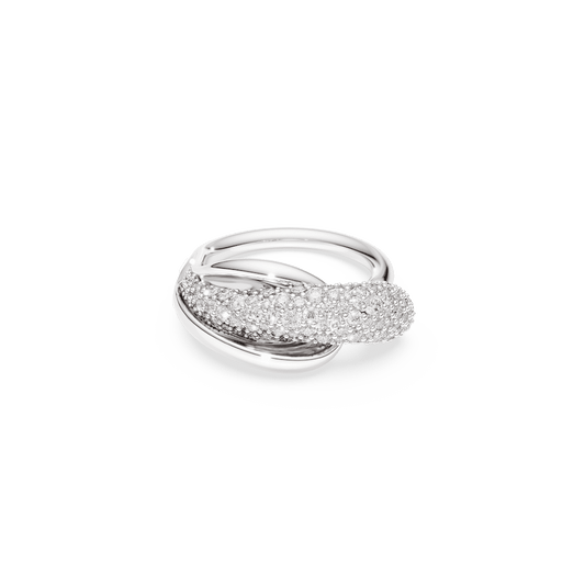 Anello cocktail Swarovski Classica, Taglio Round, Bianco, Argento Sterling - Misura 52