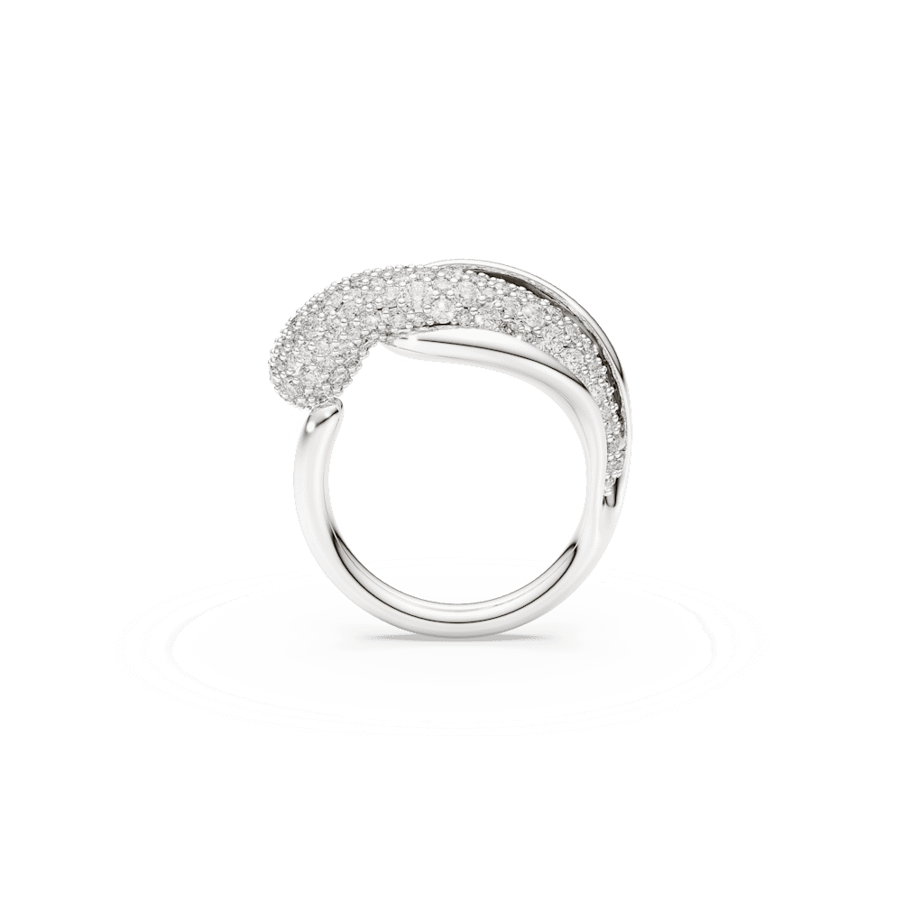 Anello cocktail Swarovski Classica, Taglio Round, Bianco, Argento Sterling - Misura 52