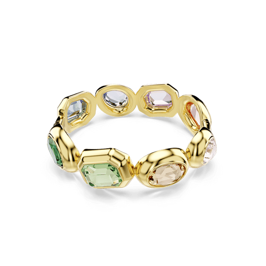 Bracciale Rigido Swarovski Gema Cristalli Oversize Taglio Misto Multicolore Finitura oro 18 Kt