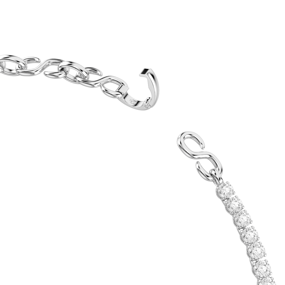 Collana Swarovski Matrix Forma a "S" Taglio Round Bianca Placcata Rodio