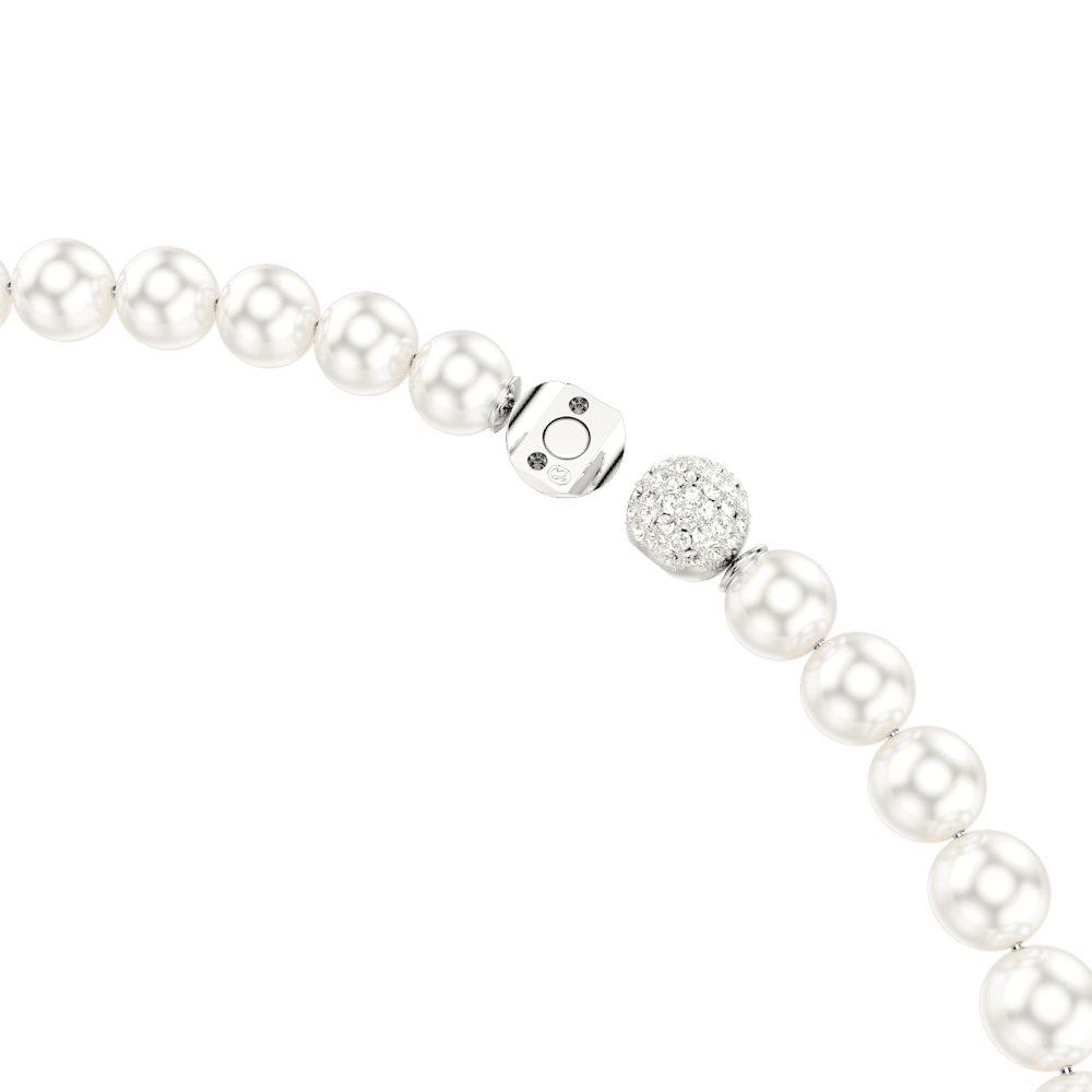 Collana Swarovski Matrix, Crystal Pearl, Bianca, Placcato rodio