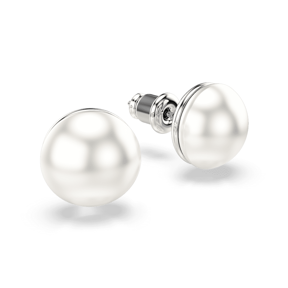 Orecchini a lobo Swarovski Matrix, Crystal Pearl, Bianchi, Placcato rodio