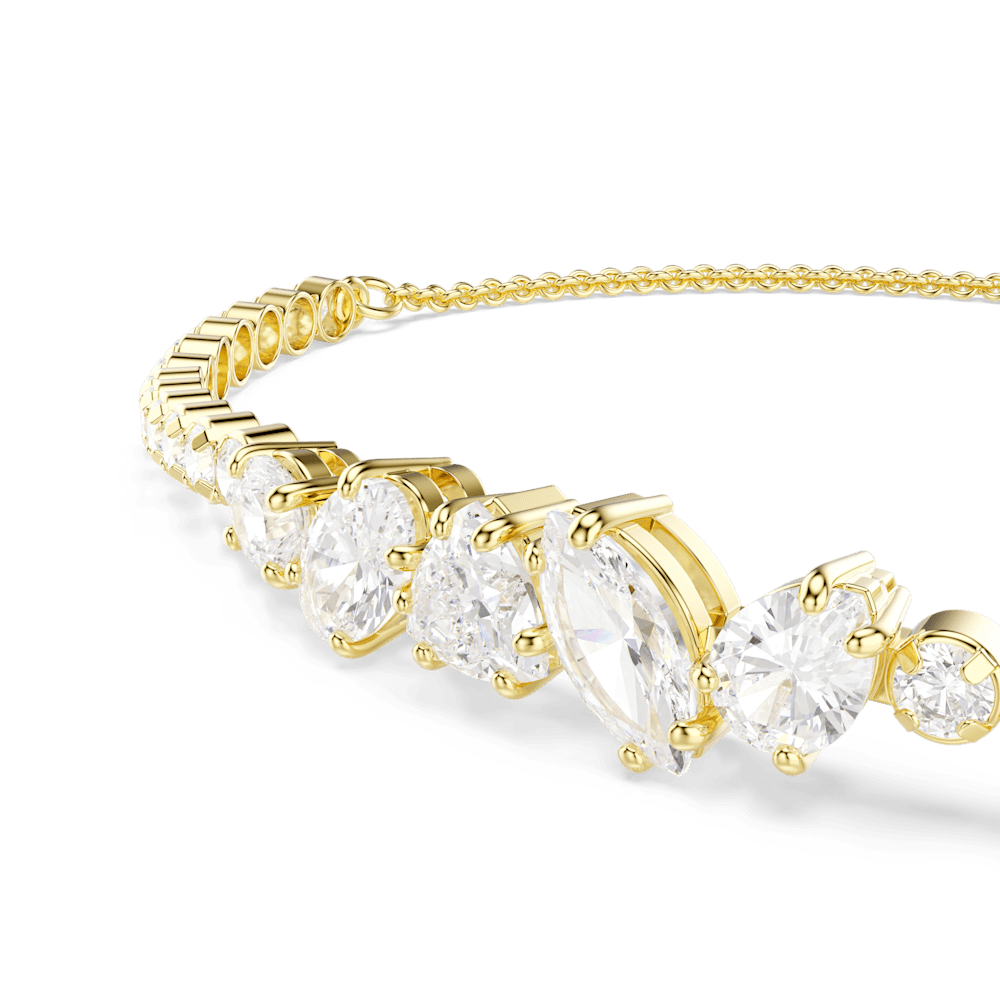 Bracciale Swarovski Mesmera Taglio misto Bianco Finitura oro 18 Kt