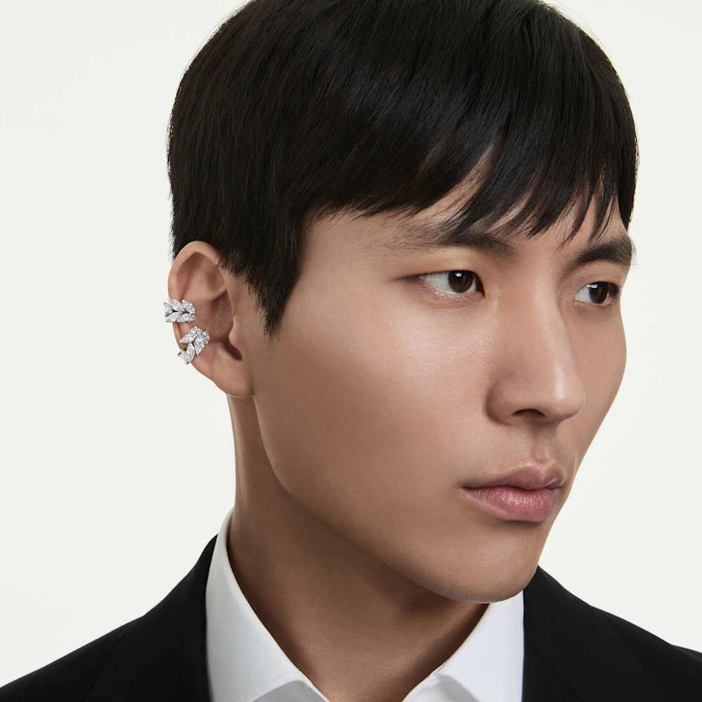 Orecchini ear cuff Swarovski Mesmera Taglio Marquise Bianchi Placcati Rodio