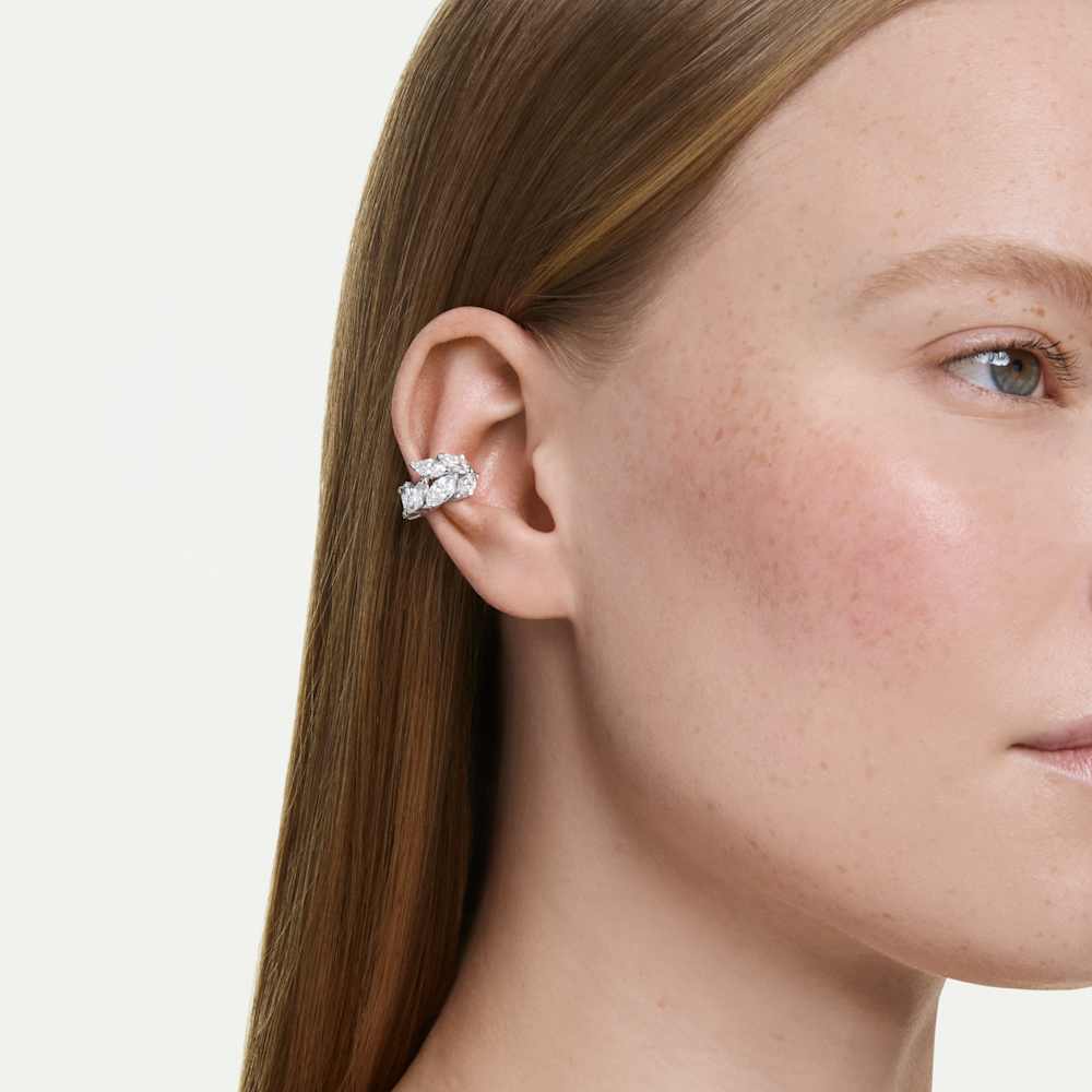 Orecchini ear cuff Swarovski Mesmera Taglio Marquise Bianchi Placcati Rodio