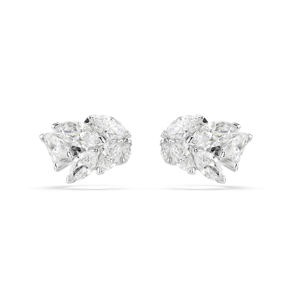 Orecchini ear cuff Swarovski Mesmera Taglio Marquise Bianchi Placcati Rodio