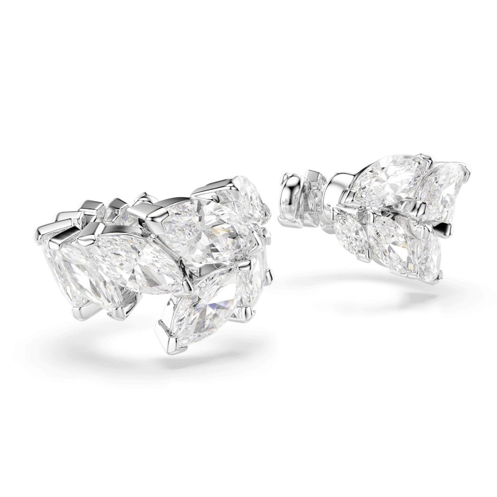 Orecchini ear cuff Swarovski Mesmera Taglio Marquise Bianchi Placcati Rodio