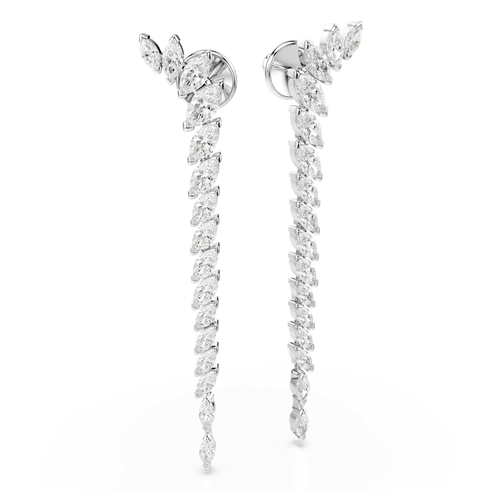 Orecchini Pendenti Swarovski Mesmera Taglio Marquise Bianchi Placcati Rodio