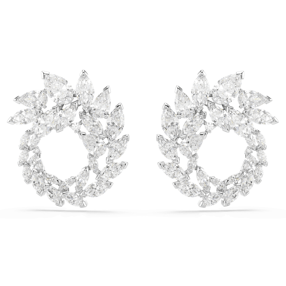 Orecchini a cerchio Swarovski Mesmera, Taglio Marquise, Bianchi, Placcato rodio