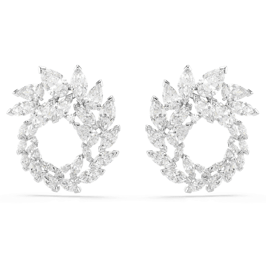 Orecchini a cerchio Swarovski Mesmera, Taglio Marquise, Bianchi, Placcato rodio