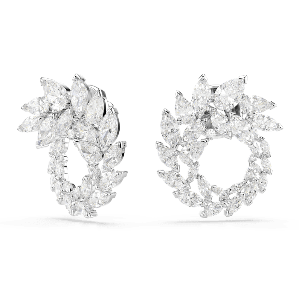 Orecchini a cerchio Swarovski Mesmera, Taglio Marquise, Bianchi, Placcato rodio