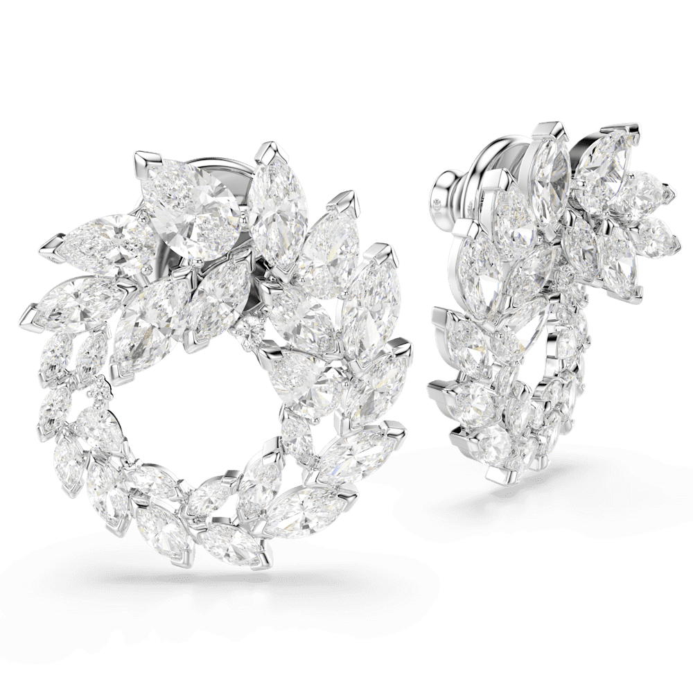 Orecchini a cerchio Swarovski Mesmera, Taglio Marquise, Bianchi, Placcato rodio