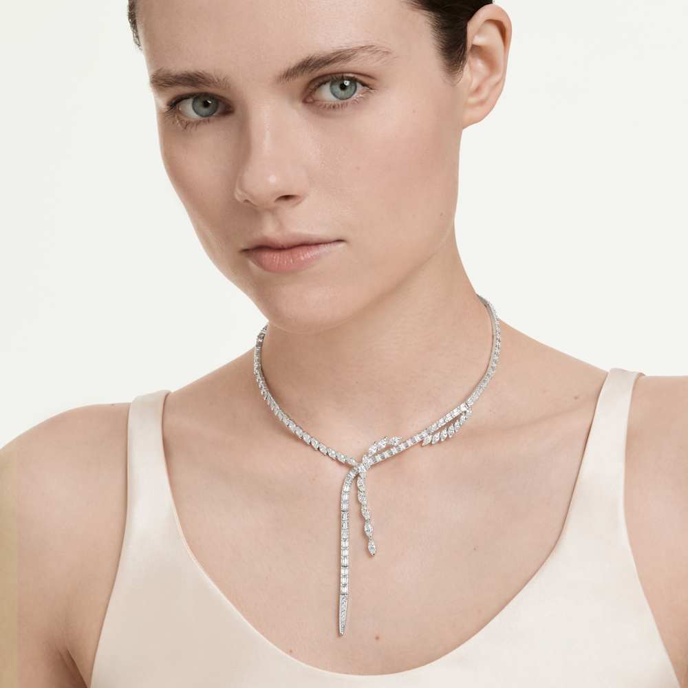 Collana Swarovski Y Mesmera Taglio misto Bianco Placcato rodio