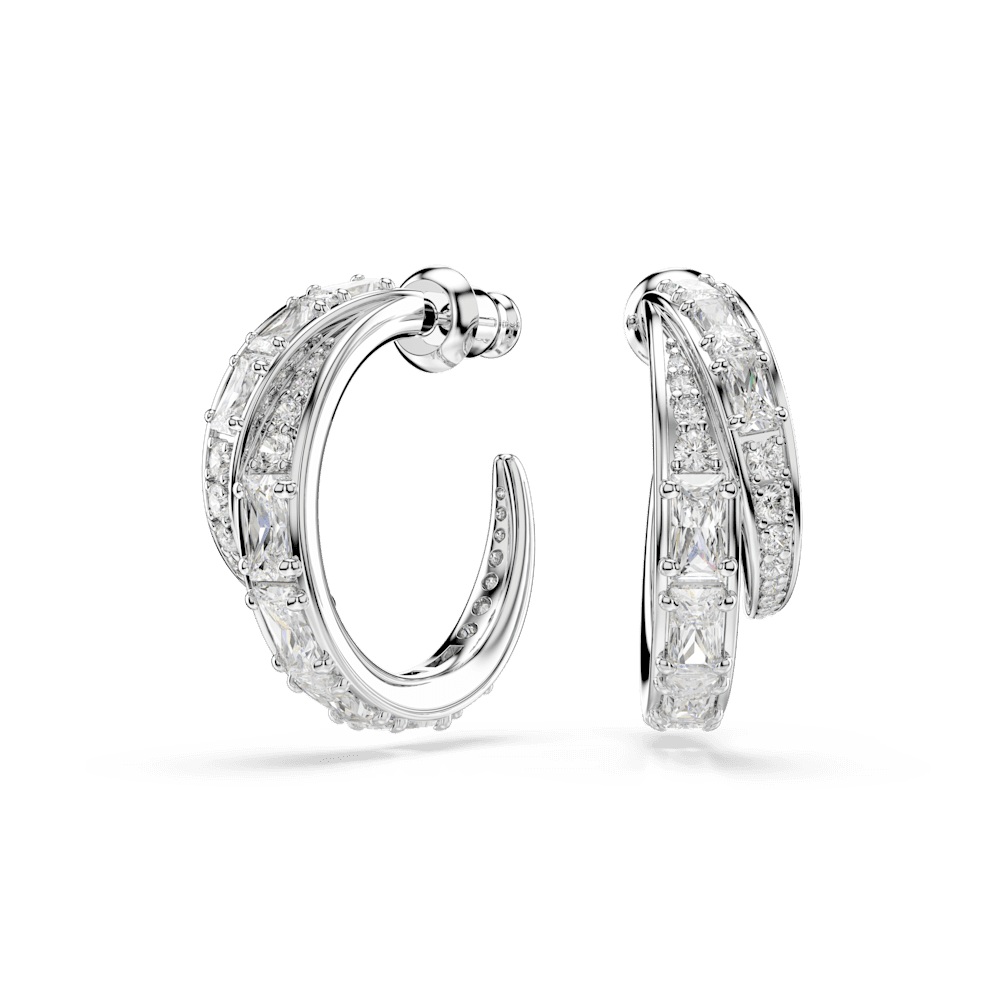 Orecchini a Cerchio Swarovski Vienna Taglio misto Bianchi Placcato Rodio