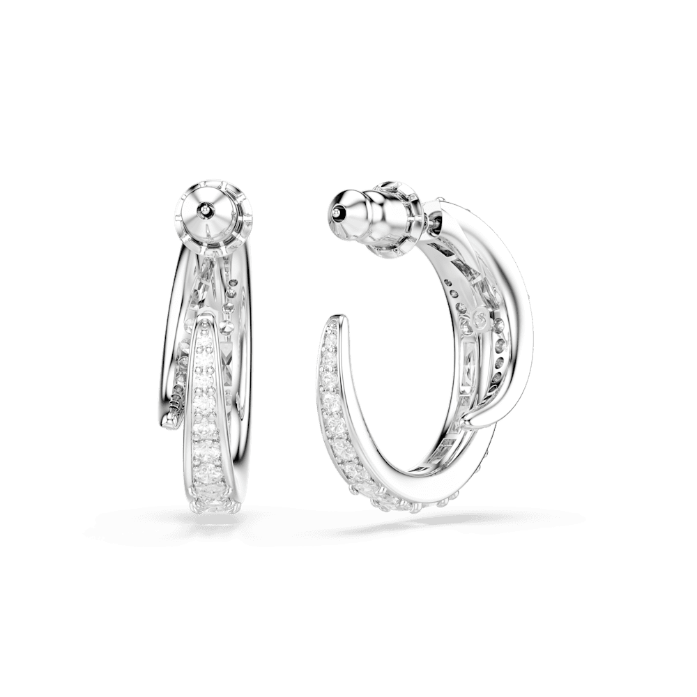 Orecchini a Cerchio Swarovski Vienna Taglio misto Bianchi Placcato Rodio