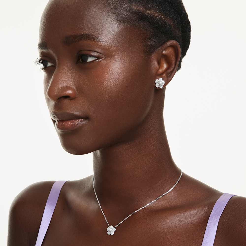 Set Ariana Grande x Swarovski Crystal Pearl Taglio Round Fiore, Bianco Placcato rodio