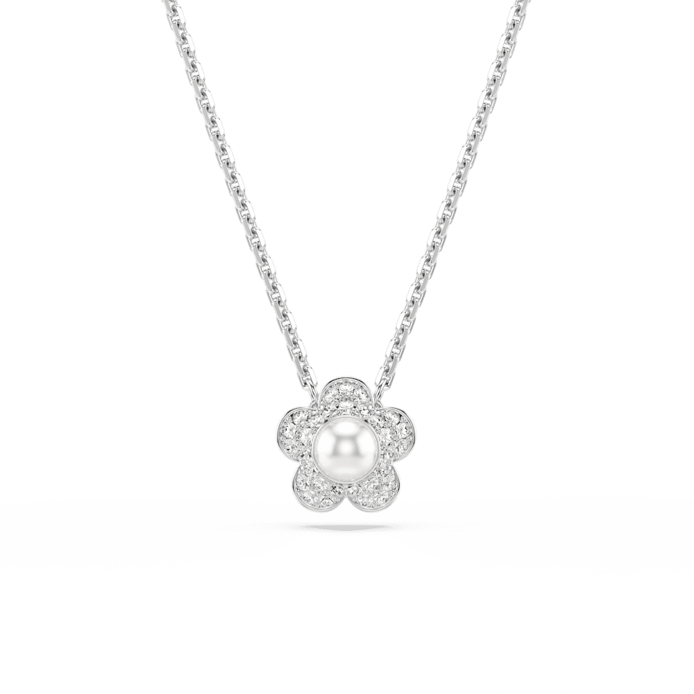 Set Ariana Grande x Swarovski Crystal Pearl Taglio Round Fiore, Bianco Placcato rodio