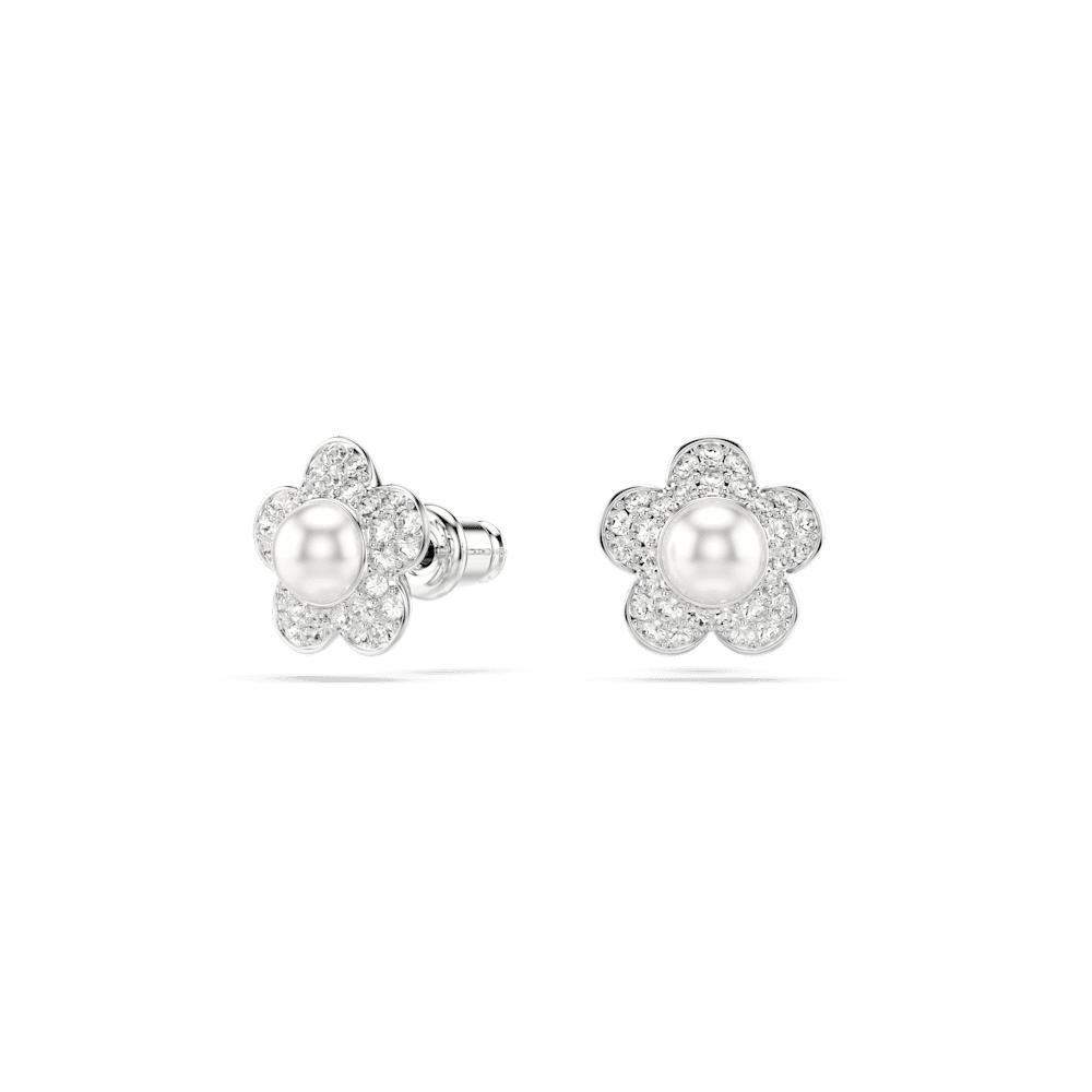 Set Ariana Grande x Swarovski Crystal Pearl Taglio Round Fiore, Bianco Placcato rodio
