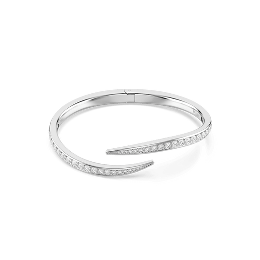Bracciale rigido Swarovski Vienna, Taglio Round, Cigno, Bianco, Placcato rodio - Misura M