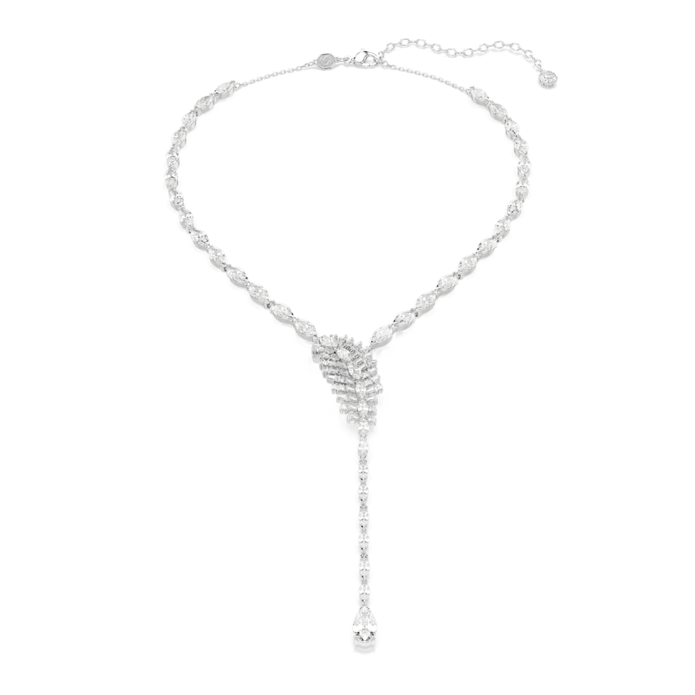 Collana a Y Swarovski Vienna Taglio misto Piuma Bianco Placcato Rodio