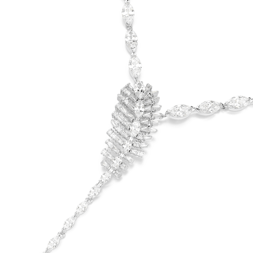 Collana a Y Swarovski Vienna Taglio misto Piuma Bianco Placcato Rodio
