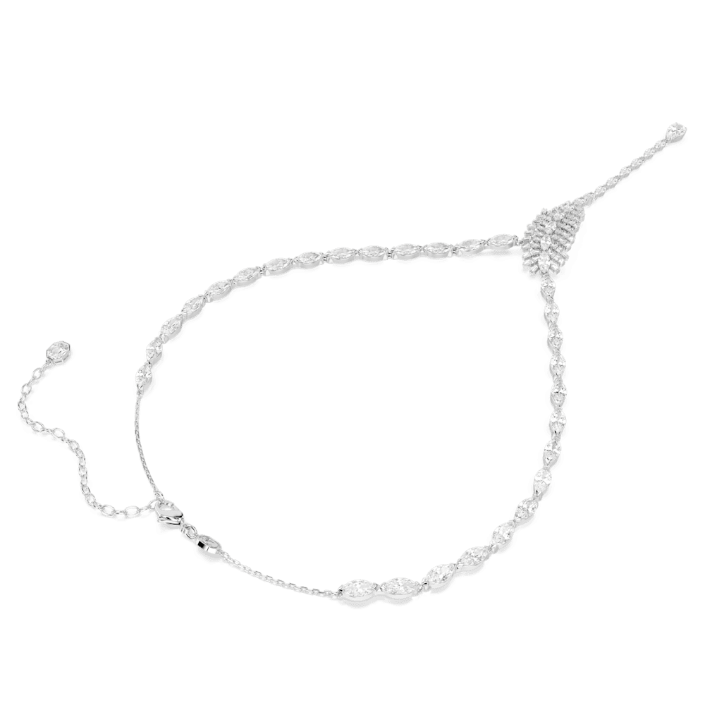 Collana a Y Swarovski Vienna Taglio misto Piuma Bianco Placcato Rodio