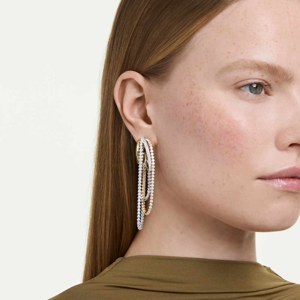 Orecchini Swarovski Hyperbola Stratificato Taglio Round Bianchi Mix di finiture