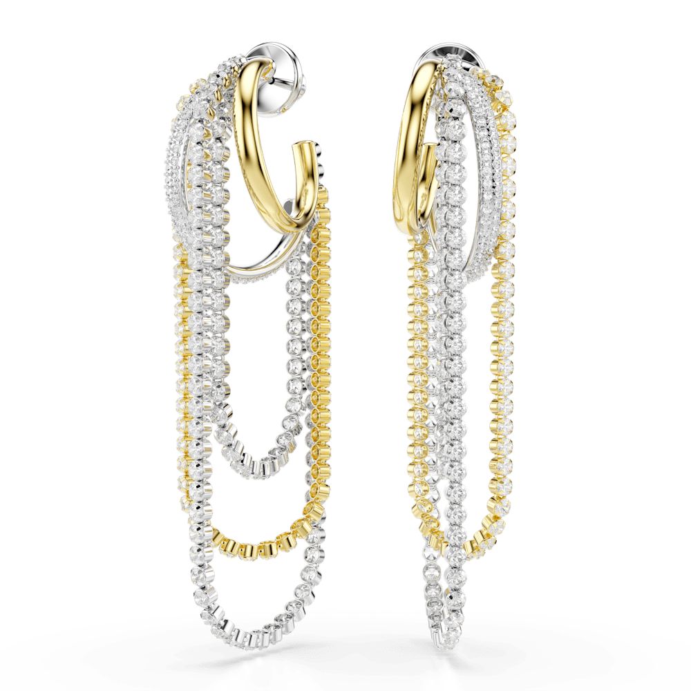 Orecchini Swarovski Hyperbola Stratificato Taglio Round Bianchi Mix di finiture