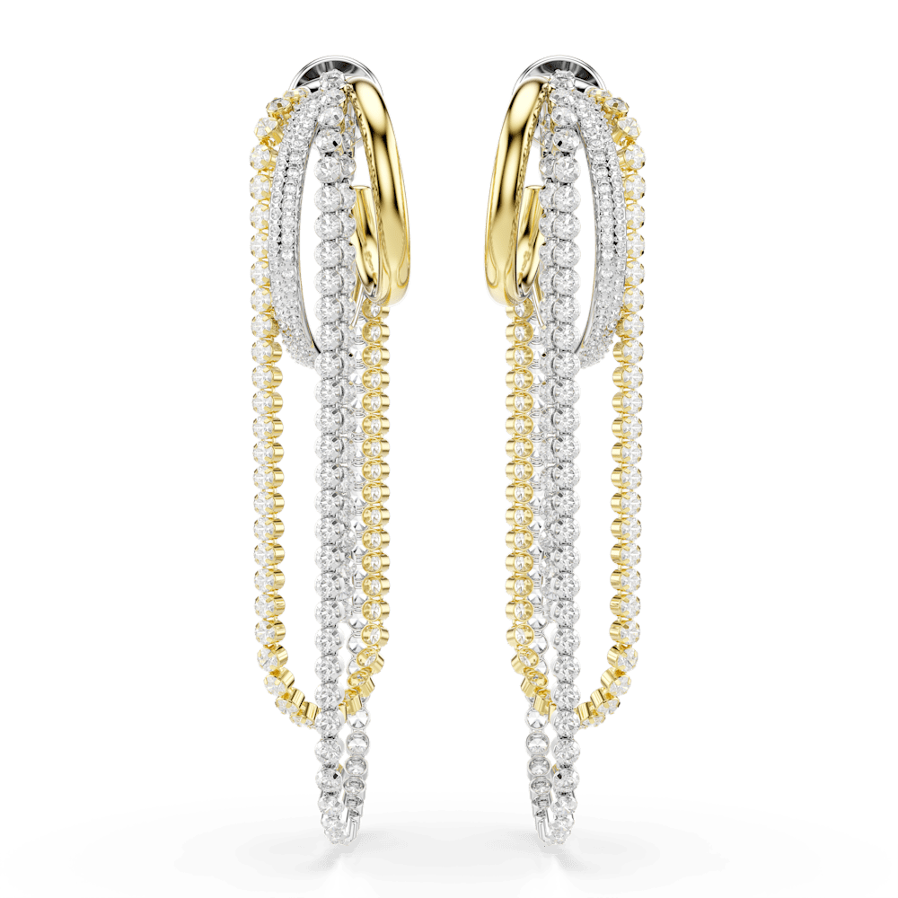Orecchini Swarovski Hyperbola Stratificato Taglio Round Bianchi Mix di finiture