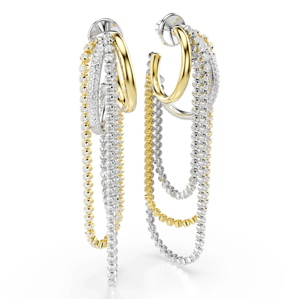 Orecchini Swarovski Hyperbola Stratificato Taglio Round Bianchi Mix di finiture