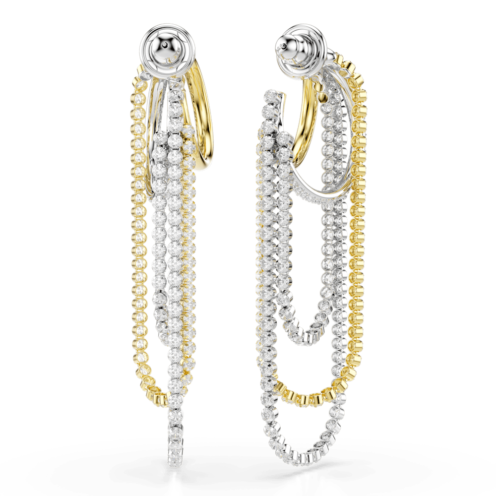 Orecchini Swarovski Hyperbola Stratificato Taglio Round Bianchi Mix di finiture