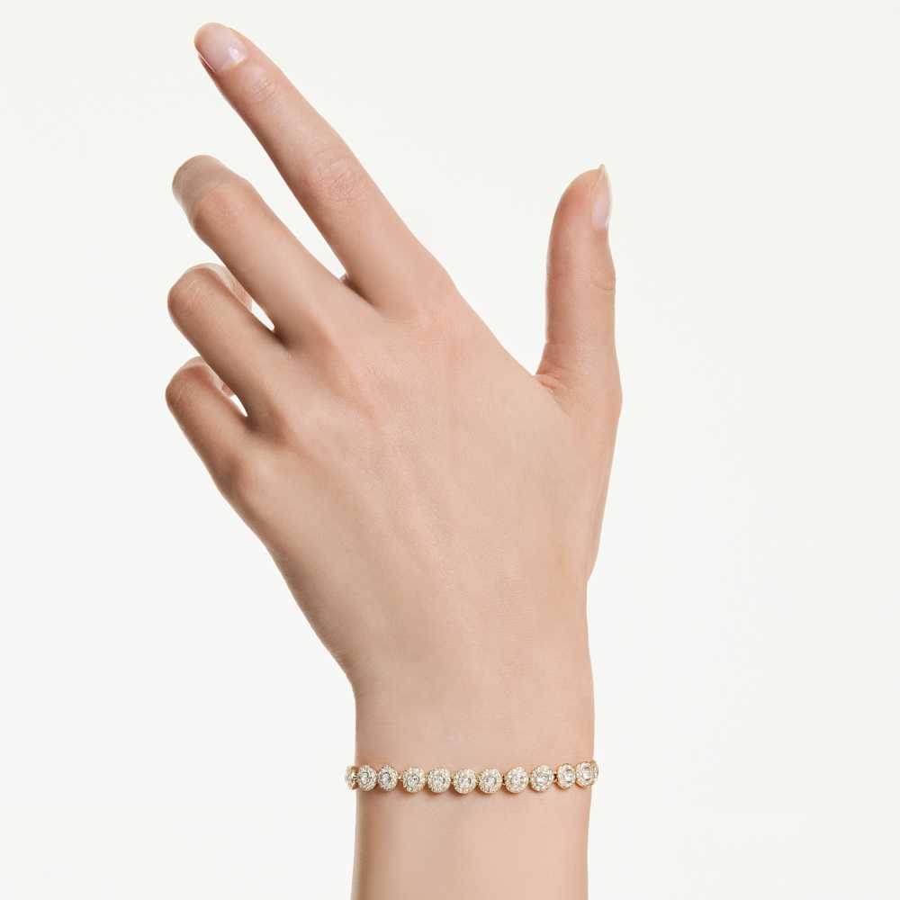 Bracciale Swarovski Una Angelic Taglio Round Bianco Finitura oro 18 Kt