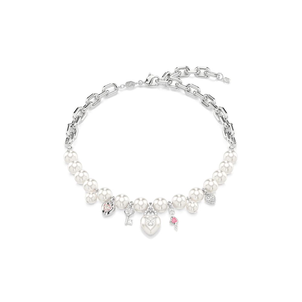 Collana Swarovski Idyllia Crystal Pearl Taglio misto Bianca Placcato rodio