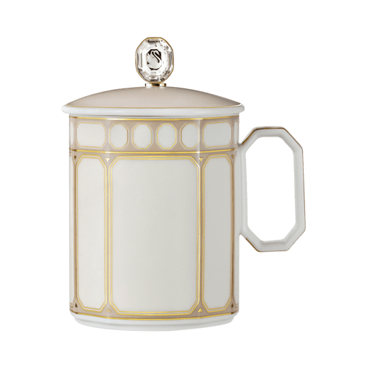 Oggettistica Swarovski Signum Marshmallow Mug con Coperchio, Porcellana, Beige e Bianco