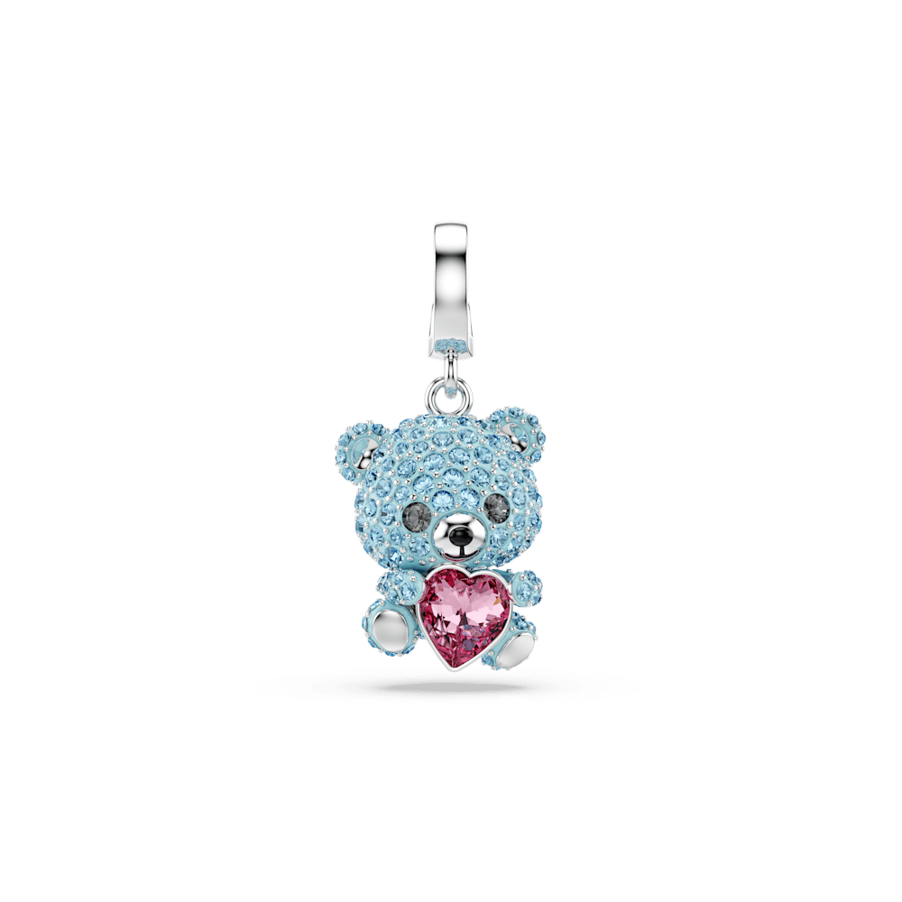 Charm Swarovski Idyllia Taglio misto Orsetto Blu Placcato rodio